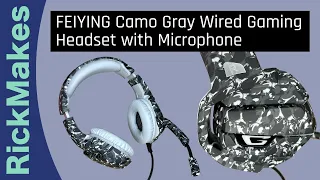 FEIYING Camo Gray Wired Gaming Headset with Microphone
