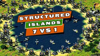 Red Alert 2 - 7 Vs 1 - Structured Islands - Super Weapons On - Yuri's Revenge