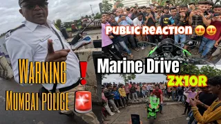 Marine drive par crazy public reaction😍Zx10r | Mumbai police ne di Warning ⚠️‼️| Sunday ride