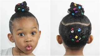 Two Braid Buns w/ Hair Cuffs | Natural Hairstyles for Kids