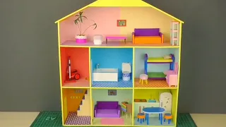 Modern Cardboard House bathroom, kitchen, bedroom, living room for a family.