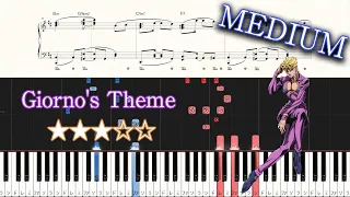 Giorno's Theme - JoJo’s Bizarre Adventure : Golden Wind OST - Medium Piano Tutorial + Sheets