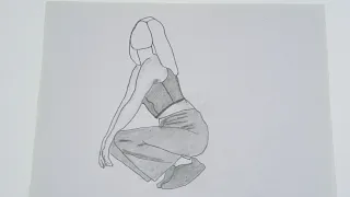 drawing girl|| How to draw a sitting girl|| Pencil sketch for beginners