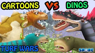 Cartoon Characters vs Dinosaurs Turf War 2 | Cartoon vs Dino [S2] | SPORE