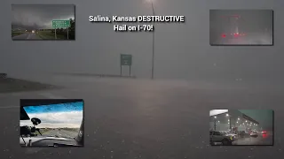 05-19-2024 Salina, KS Destructive I70 Hail Storm - Shattered Glass - Nat Sound