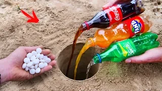 Experiment : Cola, Fanta, Sprite and Mentos Underground