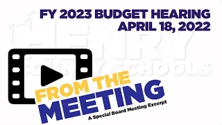 HCS FY23 BUDGET HEARING - April 18, 2022