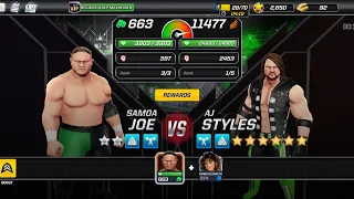 My 2 star Samoa Joe vs one shot BOSS 6 star Aj styles - wwe mayhem