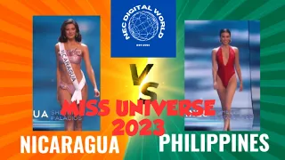 NICARAGUA VS PHILIPPINES 🇳🇮🇵🇭 MISS UNIVERSE 2023 PRELIM SWIMSUIT & EVENING GOWN