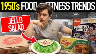 Following 1950's FOOD & FITNESS TRENDS For A Day | Jello Salad + Steve Reeves Full Body Workout