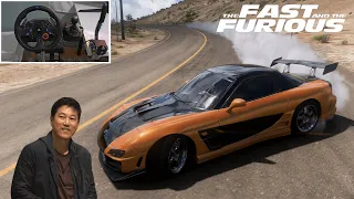 Rebuilding Mazda RX7 (Han - Fast & Furious) - Forza Horizon 5 - 900° Steering Wheel Gameplay