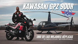 Kawasaki GPZ 900R - TOP GUN edition and Tom Cruise Maverick jacket | Girona Cafe Racers (ASMR VIDEO)