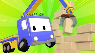 Tiny Trucks - Coliseum - Kids Animation with Street Vehicles Bulldozer, Excavator & Crane