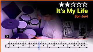 [Lv.04] It's My Life - Bon Jovi  (★★☆☆☆) Pop Drum Cover Score book Sheet Lessons Tutorial | DRUMMATE