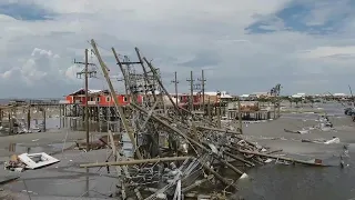 Hurricane Ida damage in Grand Isle in Jefferson Parish