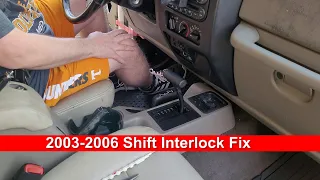 2003-2004-2005-2006 Jeep Wrangler automatic 42RLE transmission shift interlock stuck in park repair