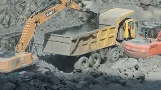 Tata prima loding treck and SANY excavator working amazing video, Excavator loding treck video 2024