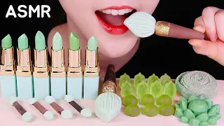 GREEN FOOD ASMR EDIBLE LIPSTICK, EDIBLE EYE SHADOW TIPS, EDIBLE BRUSH, JELLY ASMR