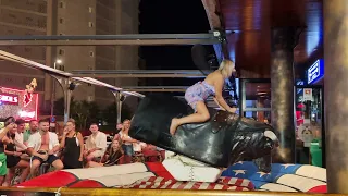 benidorm spain 🇪🇸 | mechanical bull riding highlights 7 August 2023 4K