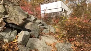 A walking video  tour of Long Pond Iron works with pink leaves and fall foliage