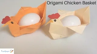 Origami Chicken Basket/ Box| Chicken Basket for Easter Egg| Easter Egg decoration| Easter Crafts