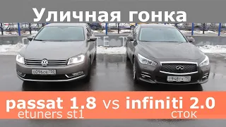 Passat b7 1.8 turbo  VS Infiniti Q50 2.0 turbo/ УЛИЧНАЯ ГОНКА