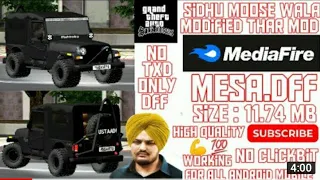 Sidhu Moose Wala modified Thar mod For Gta San Android/Pc ||Dff Only