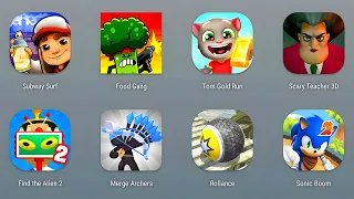 Subway Surfers, Tom Gold Run, Food Gang, Scary Teacher 3D, Find The Alien 2, Sonic Boom, Rolance Bal