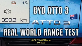 BYD ATTO 3 ELECTRIC CAR REAL WORLD RANGE TEST Australia | January 2023