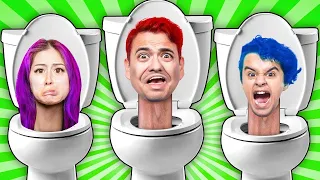 SKIBIDI NO HAND ONE HAND TWO HAND CHALLENGE | CRAZY 24 HOURS TOILET CHALLENGES BY CRAFTY HACKS PLUS