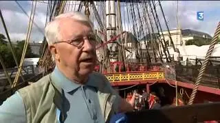 Installation des canons de l'Hermione à Rochefort