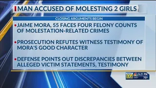 Attorneys presenting closing arguments in molestation case