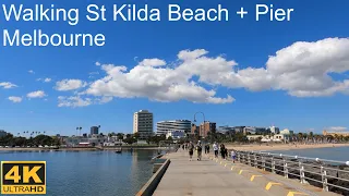 Walking St Kilda Beach + Pier | Lockdown 6.3 | Melbourne Australia | 4K UHD