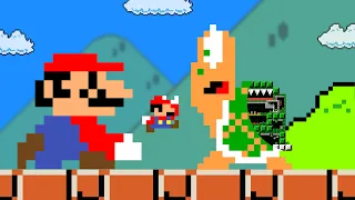 Mario and tiny Mario's Koopa Troopa maze