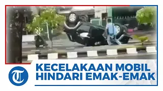 Akibat Hindari Pemotor Emak-emak, Mobil Alami Kecelakaan sampai Terbalik, Beruntung Sopir Selamat