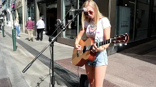 As Temperatures Soar on Grafton Street Zoe Clarke Is On Fire with "Fast Car" by Tracy Chapman.