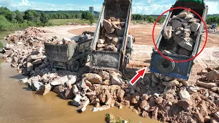 Full Project Nice Equipment Pushing Big Rock Lakefill By Bulldozer & Huge Truck Spreading Stone EP42