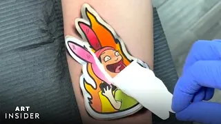 Artist Creates Cartoon Sticker Tattoos