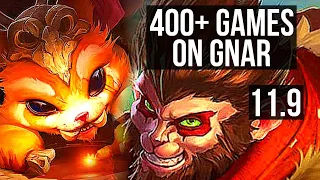 GNAR vs WUKONG (TOP) | 1.6M mastery, Legendary, 400+ games, 11/3/7 | BR Master | v11.9