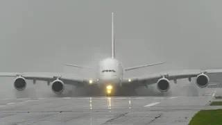 AIRBUS A380 PERFECT Crosswind Landing + AIRBUS A319 has to wait for a CESSNA 172 (4K)