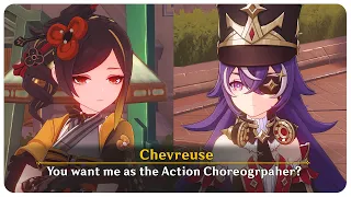 Chevreuse Meets Chiori and Becomes a Choreographer (Cutscene) Roses and Muskets | Genshin Impact 4.3