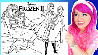 Coloring Frozen 2 Anna & Elsa Sisters Coloring Pages | Prismacolor Markers