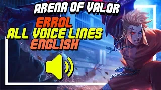ERROL | English Voice Lines ( RARE VOICE INCLUDED ) | Arena of Valor | Liên Quân | 傳說對決 | 펜타스톰 | AOV