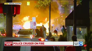 Grand Rapids police car set on fire