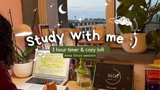 3 hours deep focus study session 1H30 pomodoro 30 min break l cute lofi music