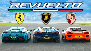 Lamborghini Revuelto v Ferrari SF90 v Porsche 918: WYŚCIG