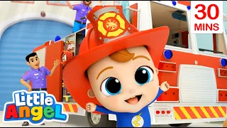 Baby John Visits a Fire Station | Job and Career Songs | Little Angel Nursery Rhymes for Kids