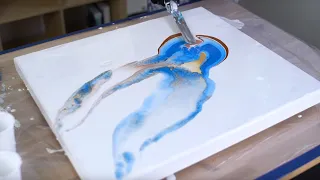 the NINJA SWIPE - acrylic pouring - puddle pour swipe technique inspired by Sarah Mack