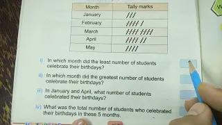 class 3 math unit 7 exercise 1 question 4 | tally marks | how to prepare tally chart | class 3 math