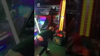 Man breaks hammer arcade machine #shorts #fail #arcade